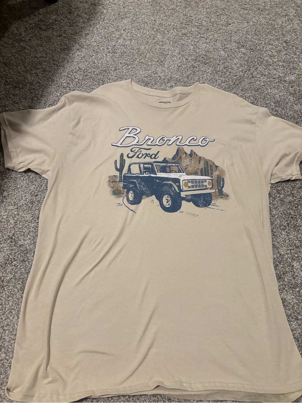 Ford Beige Bronco Graphic Tee with Blue and Brown Accent